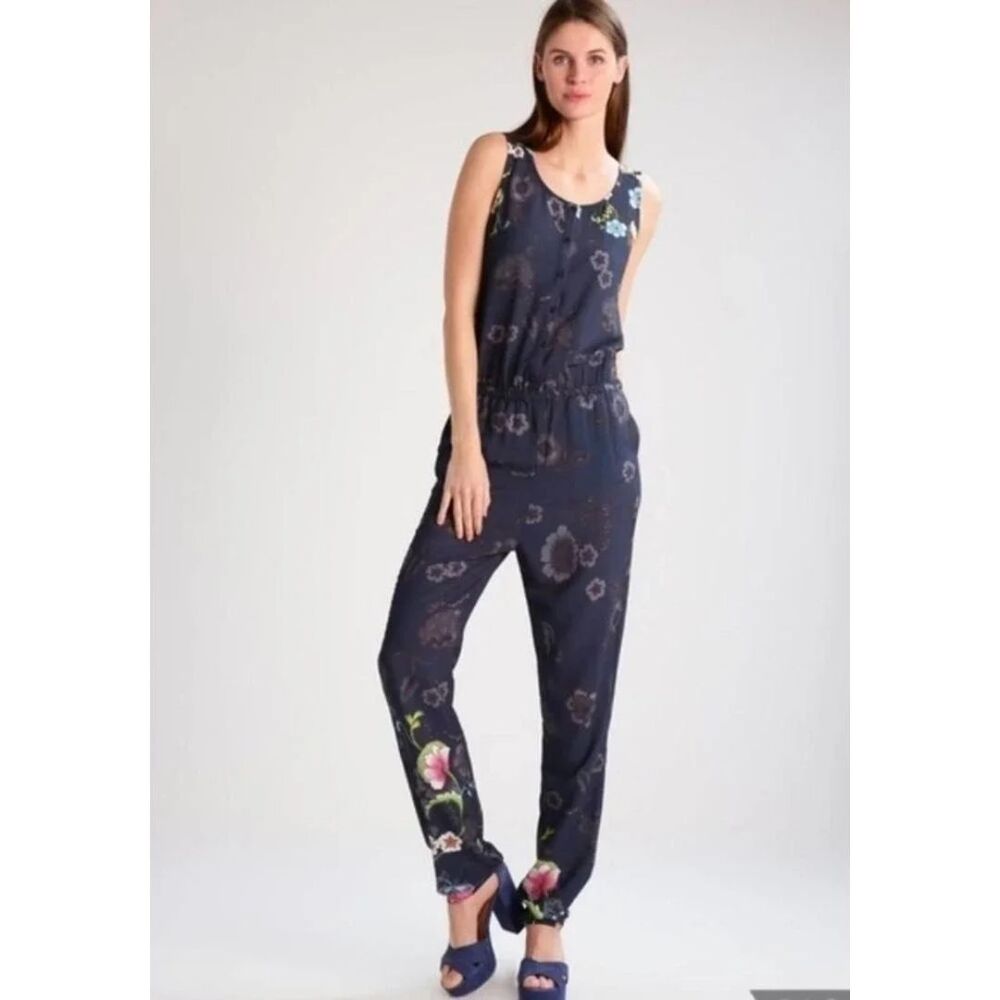 Desigual Floral Mono Robin Jumpsuit Size Medium Sleeveless Lightweight